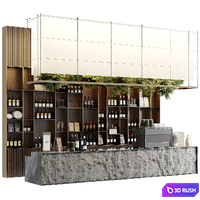 Coffee Shop Reception Restaurant Br Counter 20 3D Model Vray, Corona