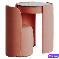Jane Upholstered Vanity &amp; Stool Set with Mixed Fabric 3D Model Corona