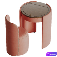 Jane Upholstered Vanity &amp; Stool Set with Mixed Fabric 3D Model Corona