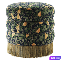 Pouf with print and fringe 3D Model Corona