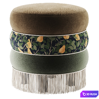 Pouf with print and fringe 3D Model Corona