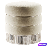 Pouf with print and fringe 3D Model Corona