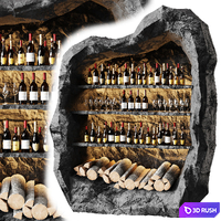 Stone Wine Racks 3D Model Vray, Corona