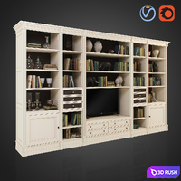 AM Classic - N27 + Decor + 50 classic books + TV 3D Model Vray, Corona