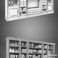 AM Classic - N27 + Decor + 50 classic books + TV 3D Model Vray, Corona