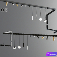 Suspensions Modules Ceiling Track Light 02 3D Model Vray, Corona