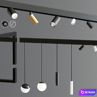 Suspensions Modules Ceiling Track Light 02 3D Model Vray, Corona