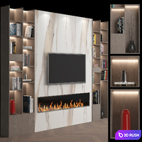 TV Wall 02 3D Model Vray, Corona