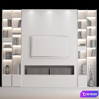 TV Wall 02 3D Model Vray, Corona