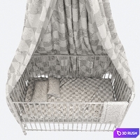 Baby Bed 3D Model Vray, Corona