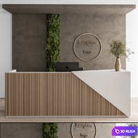 Reception Desk and Wall Decoration - Set 08 3D Model Vray, Corona