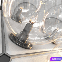 Hanging Designer Luminaire TARAXACUM by Flos 3D Model Vray, Corona