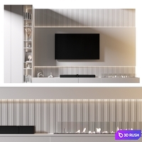 TV Wall | set 1037 3D Model Vray, Corona