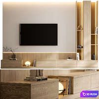 Tv Wall 27 3D Model Vray, Corona