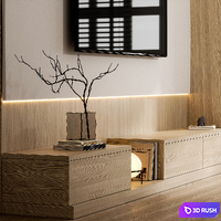 Tv Wall 27 3D Model Vray, Corona