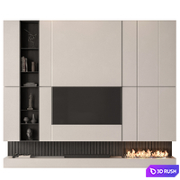 TV Wall White - Set 193 3D Model Vray, Corona