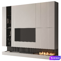 TV Wall White - Set 193 3D Model Vray, Corona
