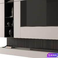TV Wall White - Set 193 3D Model Vray, Corona