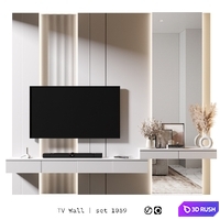 TV Wall | set 1059 3D Model Vray, Corona