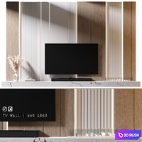 TV Wall | set 1063 3D Model Vray, Corona
