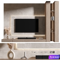TV Wall | set 1067 3D Model Vray, Corona