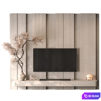 TV Wall Japanese style - Set 208 3D Model Vray, Corona