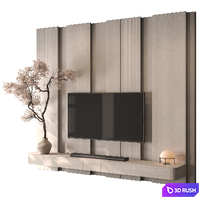 TV Wall Japanese style - Set 208 3D Model Vray, Corona