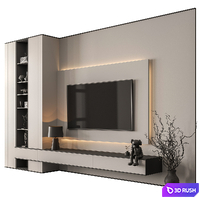 TV Wall Black and White - Set 204 3D Model Vray, Corona