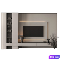 TV Wall Black and White - Set 204 3D Model Vray, Corona
