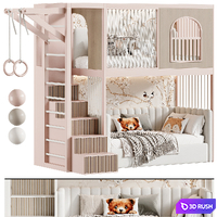 Kids bedroom Children bunk bed 3D Model Corona