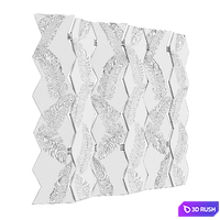 Oriental screen with fern leaves 3D Model Vray