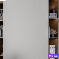 Office Set L With Bookcase 3D Model Vray, Corona