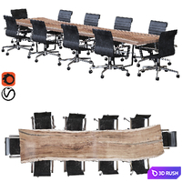 Office_table01 3D Model Vray, Corona