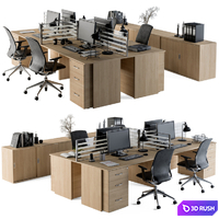 Office Furniture - employee Set 08 3D Model Vray, Corona