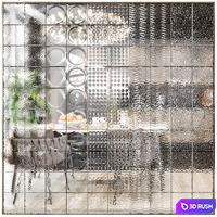Glass block partition 5 3D Model Vray, Corona