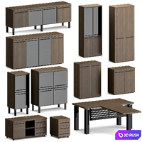 Office furniture set 3D Model Vray, Corona