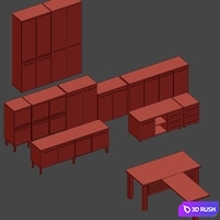 Office furniture set 3D Model Vray, Corona