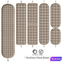 Partitions "Wood Rattan" 3D Model Vray, Corona