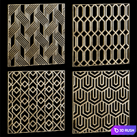 Set of square decorative panels 24 3D Model Vray