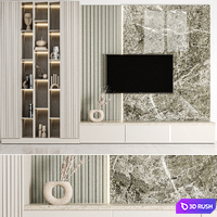 TV Wall 01 3D Model Vray, Corona