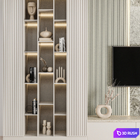 TV Wall 01 3D Model Vray, Corona