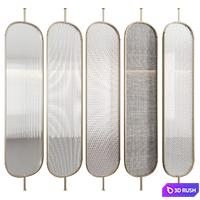 Decorative partition with embossed glass 3D Model Vray