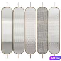 Decorative partition with embossed glass 3D Model Vray