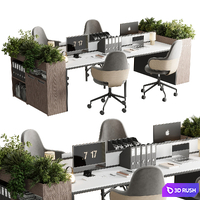 Workplace - Home office set - office furniture - Employee desk 21 3D Model Vray, Corona