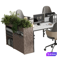Workplace - Home office set - office furniture - Employee desk 21 3D Model Vray, Corona