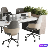 Workplace - Home office set - office furniture - Employee desk 21 3D Model Vray, Corona
