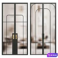 Art deco door - interior door 125 - glass double door 3D Model Vray, Corona
