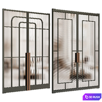 Art deco door - Pivot glass door - interior door 128 3D Model Vray, Corona