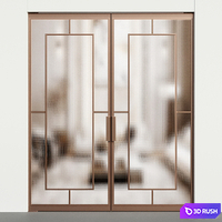 Art deco door - Pivot glass door - interior door 128 3D Model Vray, Corona