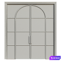 Metal glass double door - Interior door 192 3D Model Vray, Corona